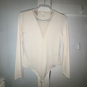 Partly Mesh Long-Sleeve Bodysuit